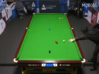 斯诺克苏格兰公开赛第一轮64进32 周跃龙4-3山姆·克雷吉 20251216