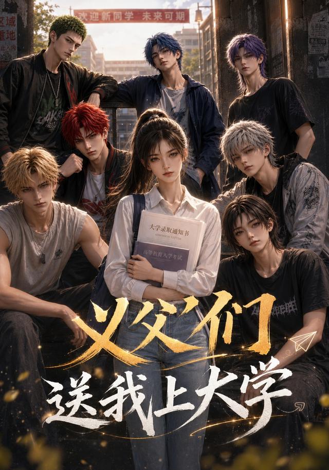 《义父们送我上大学》AI漫剧封面